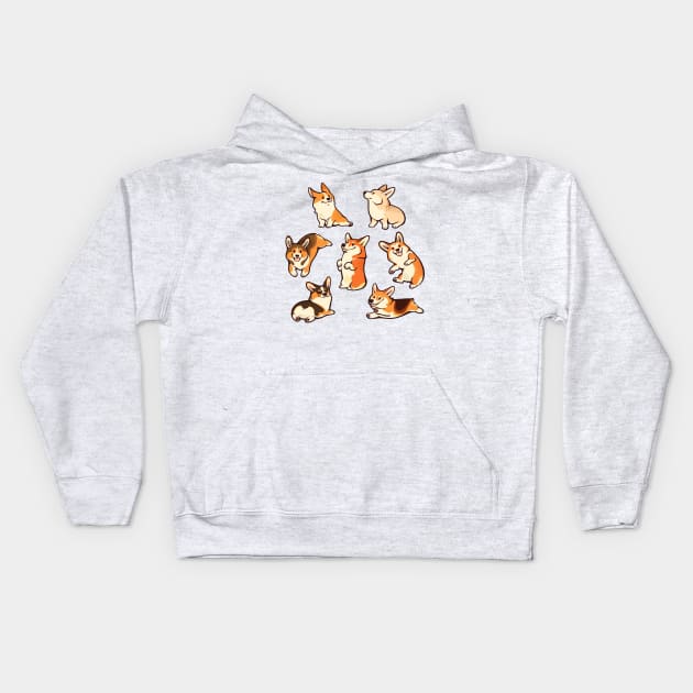 Jolly corgies Kids Hoodie by Colordrilos